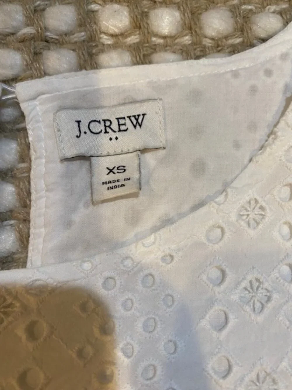 J.Crew Cream Eyelet Top with Puff Sleeves | Size XS